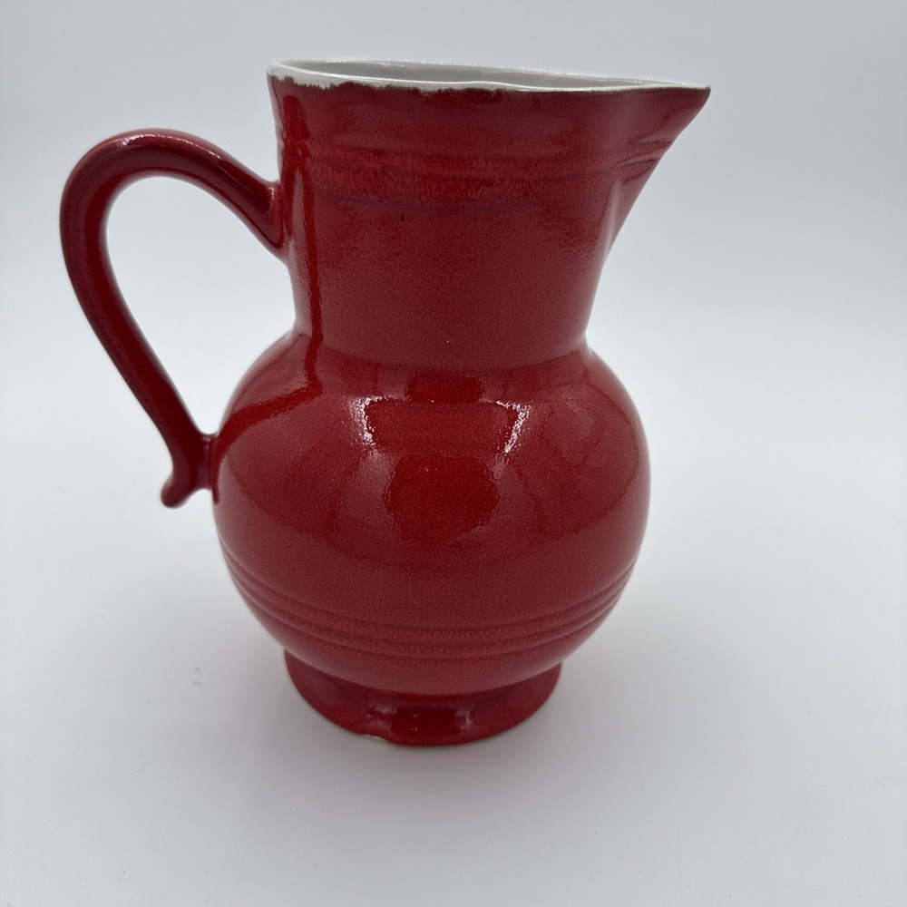 Emile Henry Provencale Red 8" Pitcher Jug Stoneware. Made N France Vintage 1980s